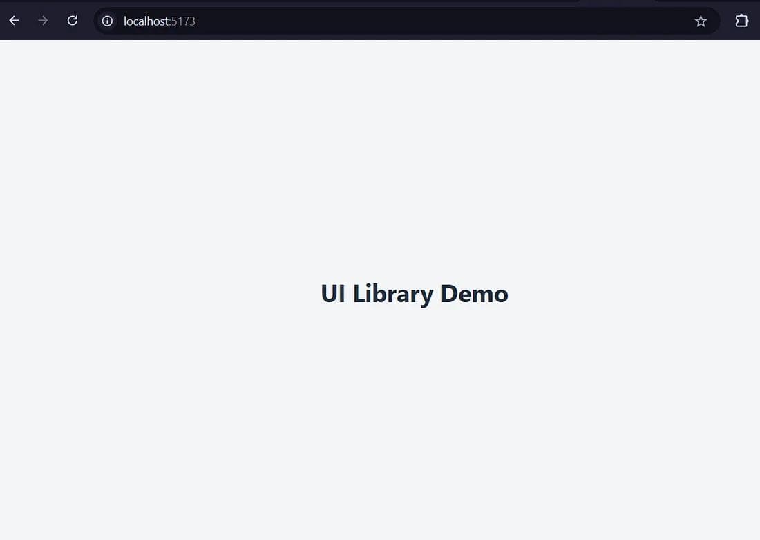 UI Library Demo heading rendered in the browser after configuring Tailwind CSS.
